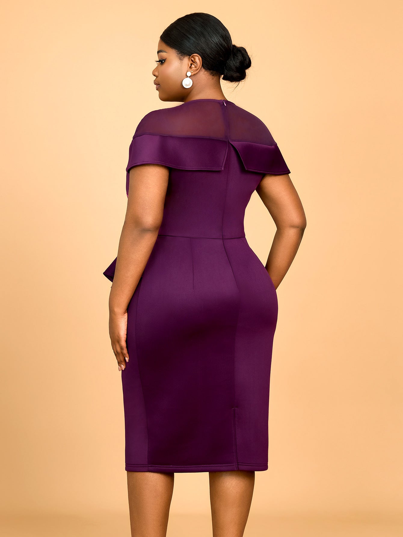 Women Sequin Cape Sleeve Formal Party Dress 3