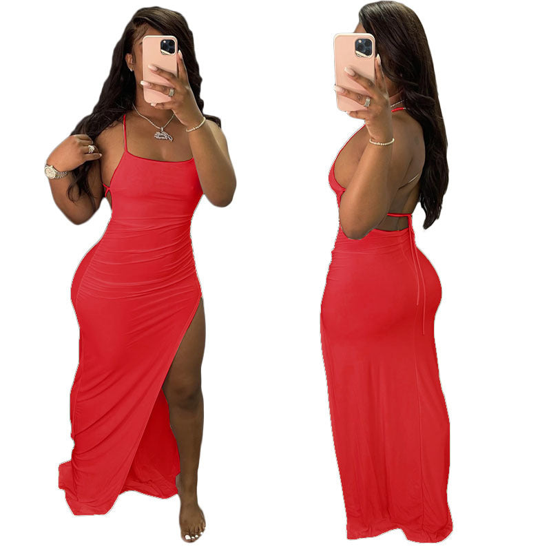 Women's Clothing Spring Summer Fashion Sexy Sling Pure Color Dress 15