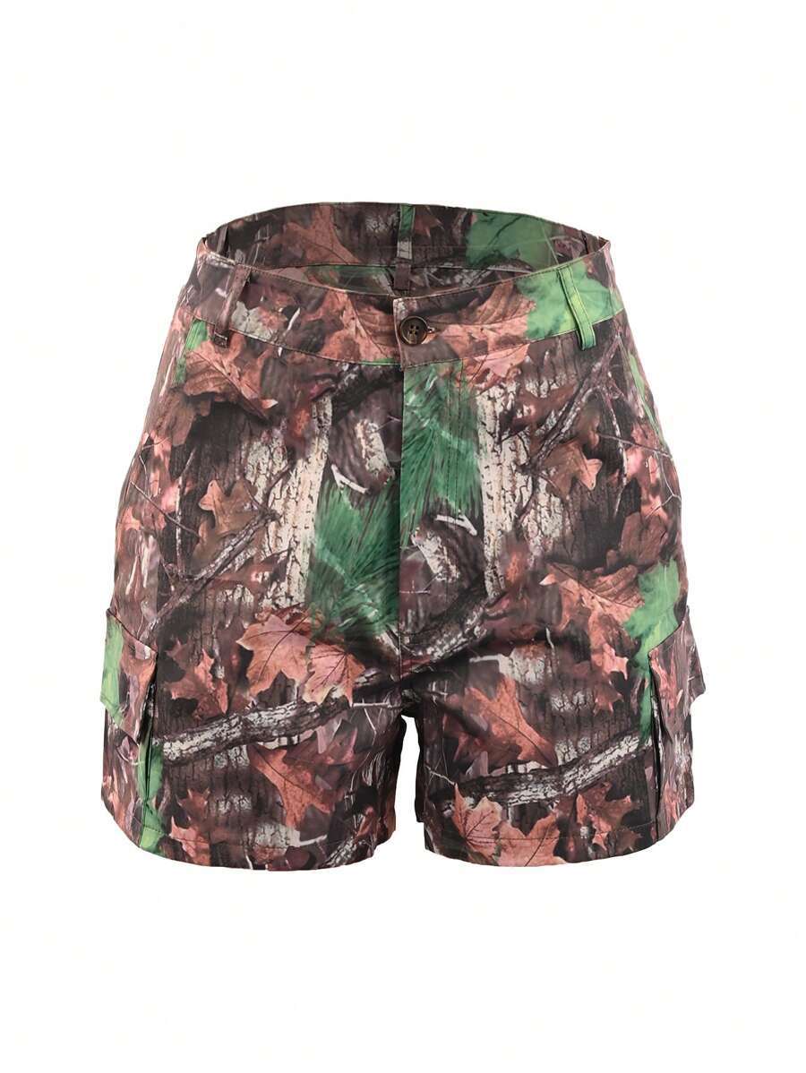 Summer Women's Camouflage Print Cargo Shorts 6