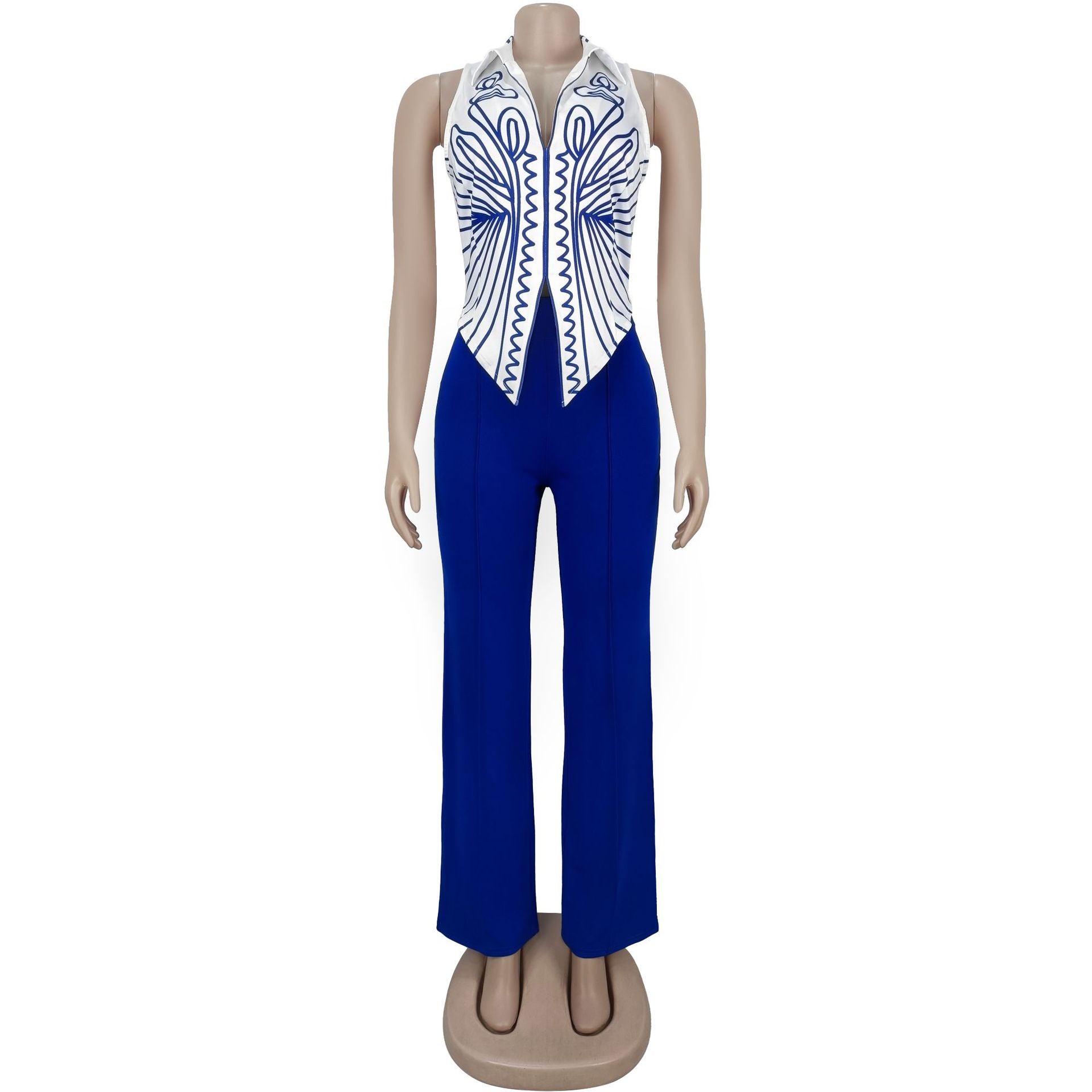 Women Elegant Printed Top and Pants Two-Piece Set 10