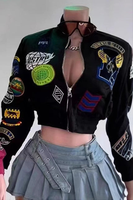 Trendy Autumn And Winter Long Sleeve Embroidery Decorative Women's Baseball Jacket