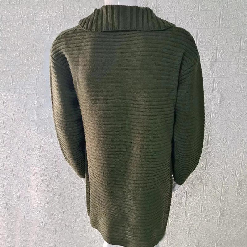 Autumn And Winter Cardigan Men's Solid Color High Collar Long Sleeve Knitting Sweater Coat 9