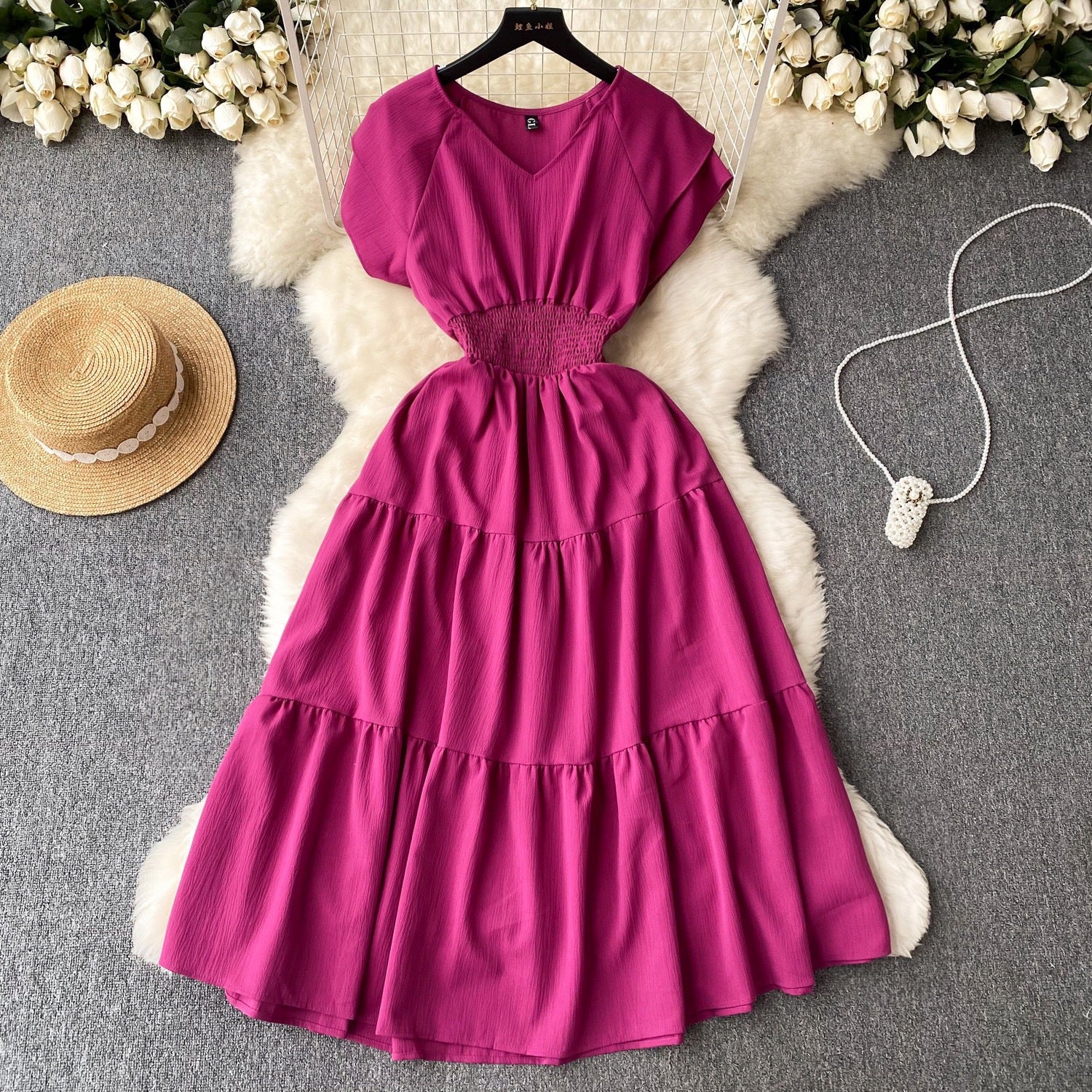 Women vintage pleated Long Dress 10