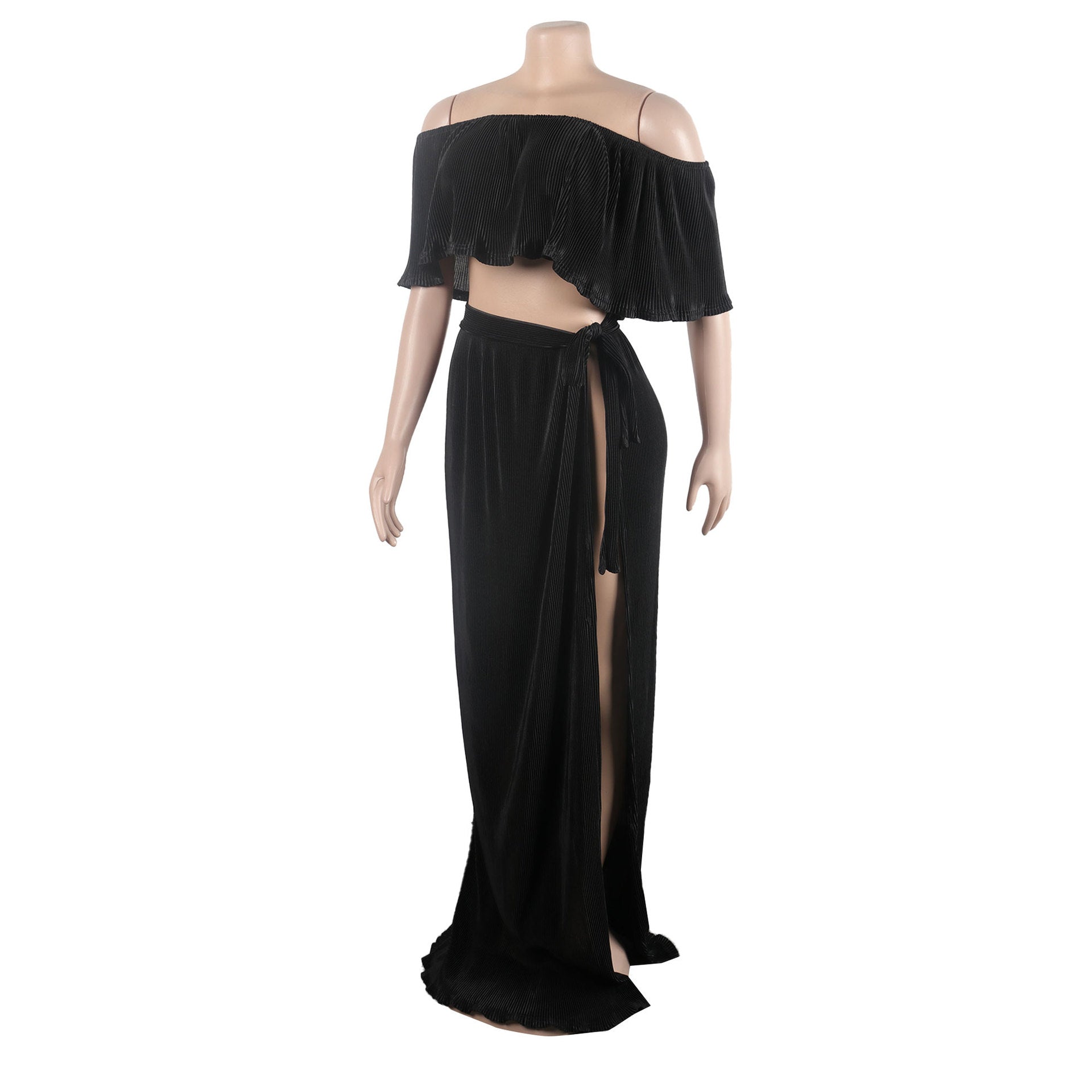 Sexy ruffled long skirt two-piece set nightclub clothes 21