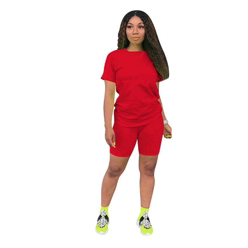 Solid color sports Casual two-piece Shorts Set 41