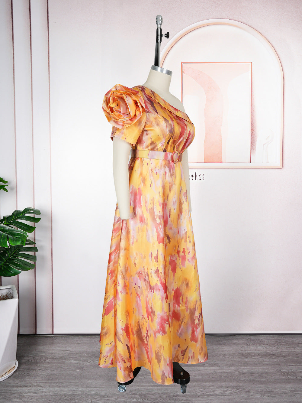 African Sexy Slash Shoulder Women's Plus Size Print Dress 11