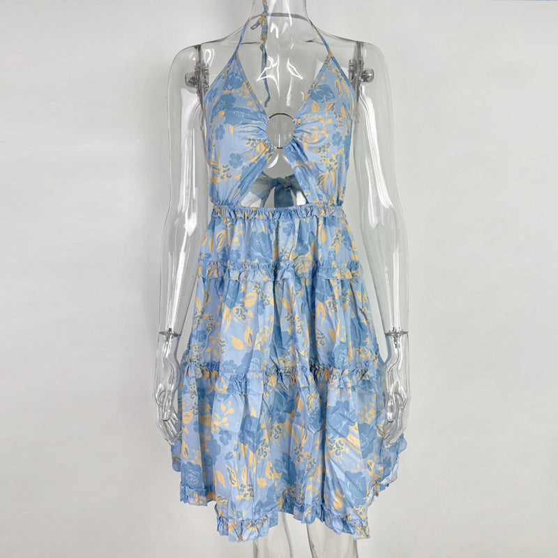 Women's Summer Sexy Cutout Halter Neck V-Neck Cake Dress 29