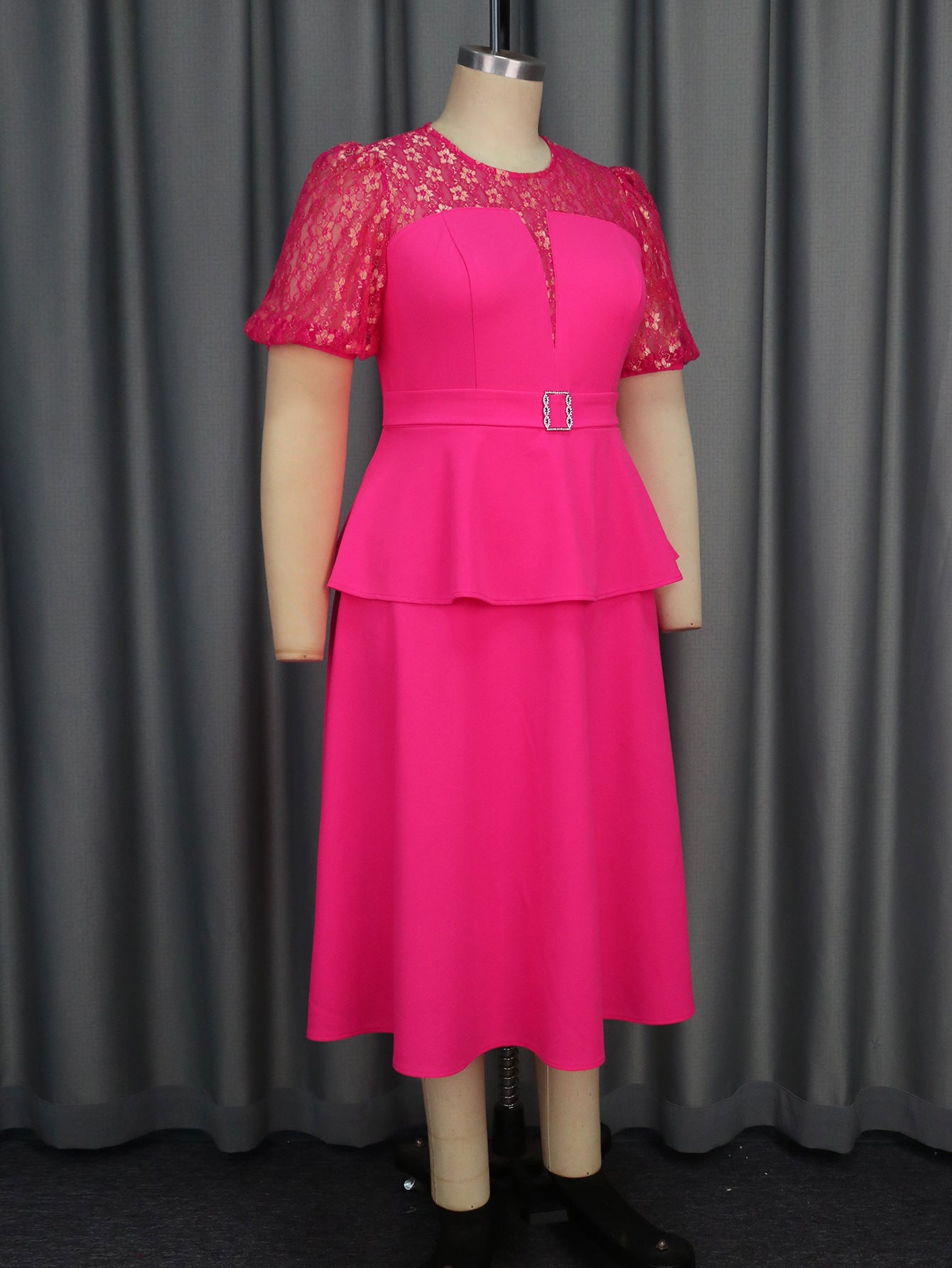 Chic Lace Patchwork Ruffled A-Line Formal Party Dress 6