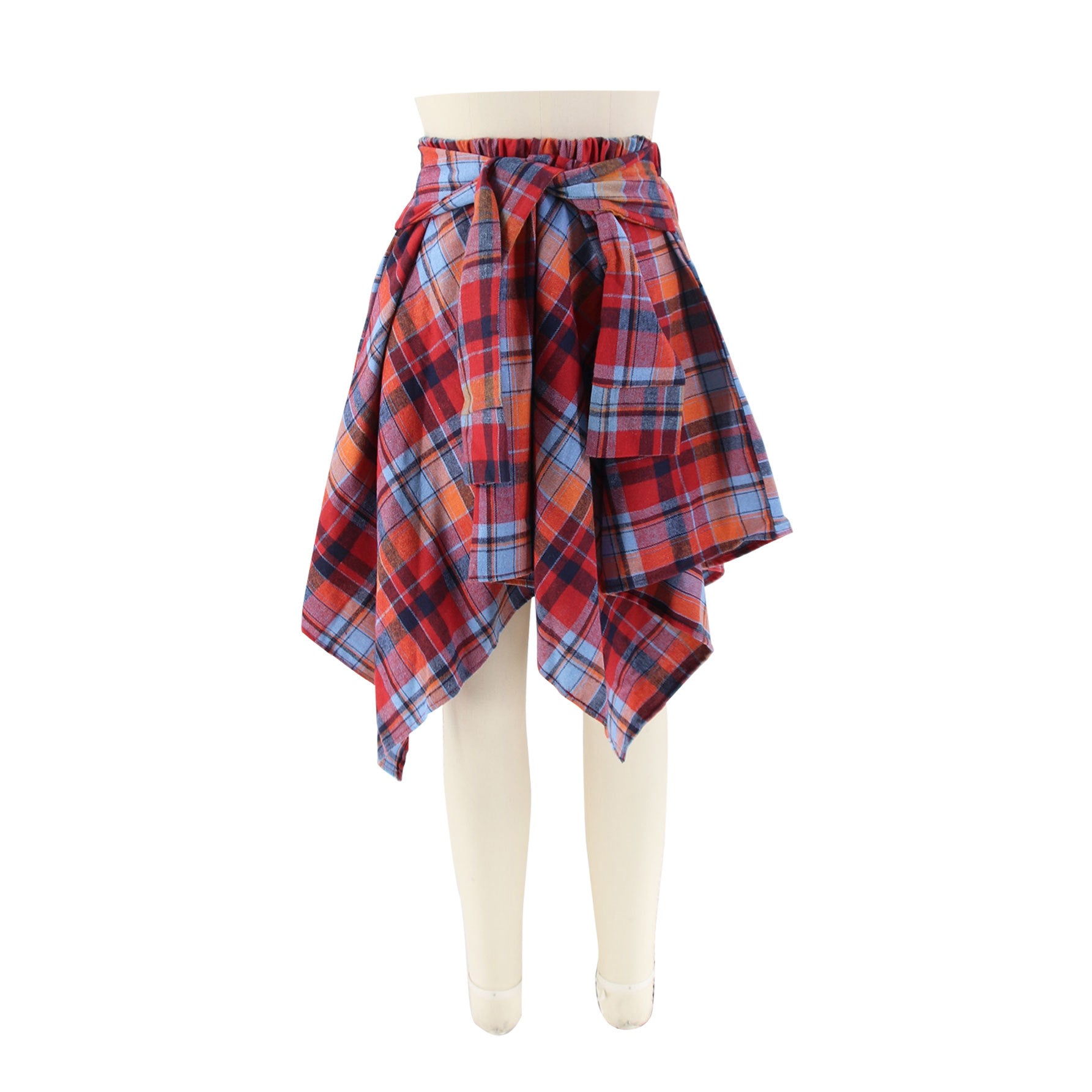 Fashionable Asymmetrical High-Waist Patchwork Plaid Skirt 17