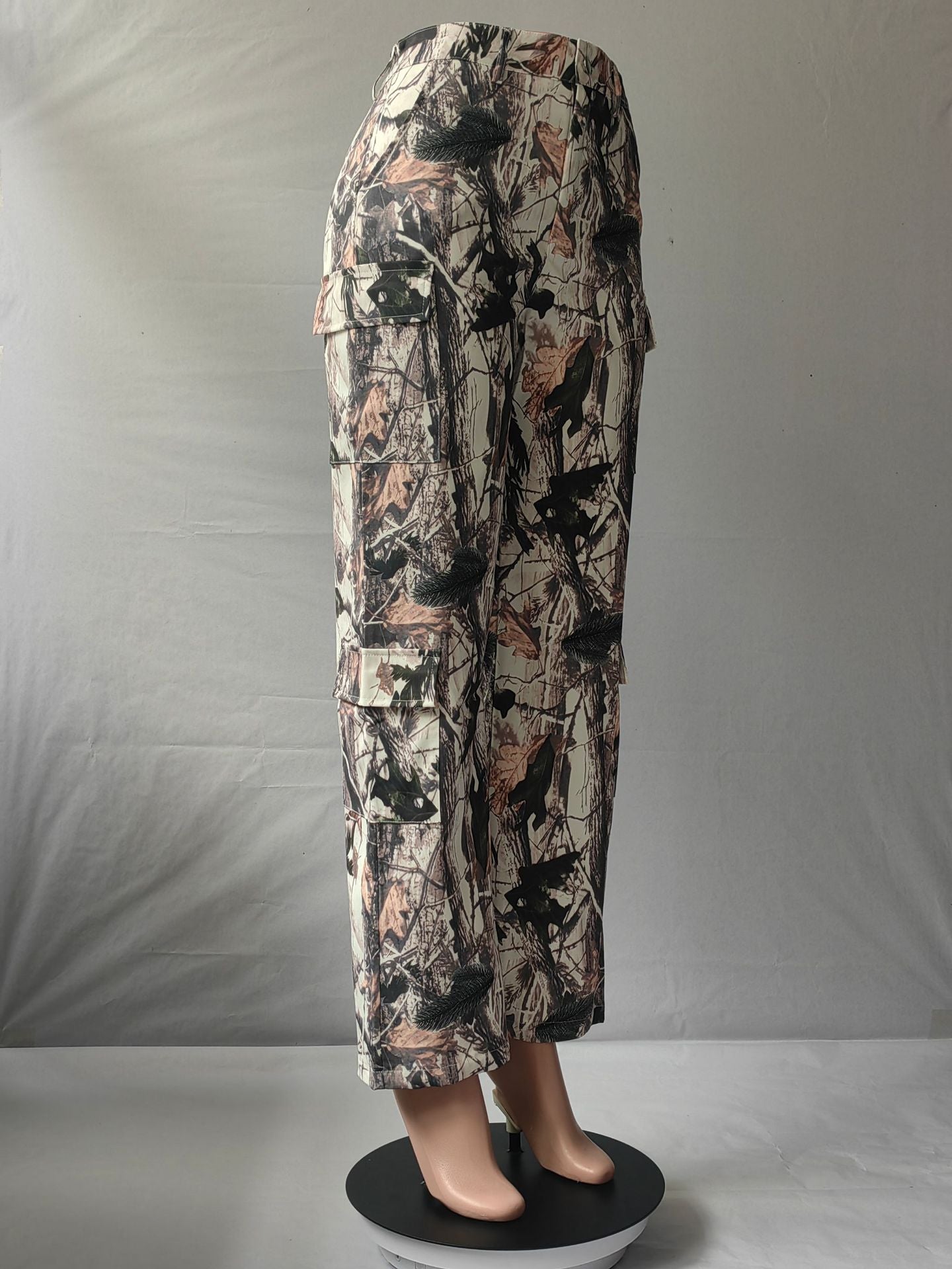 Women Summer Casual Loose Straight Leg High Waist Pocket Pant 10