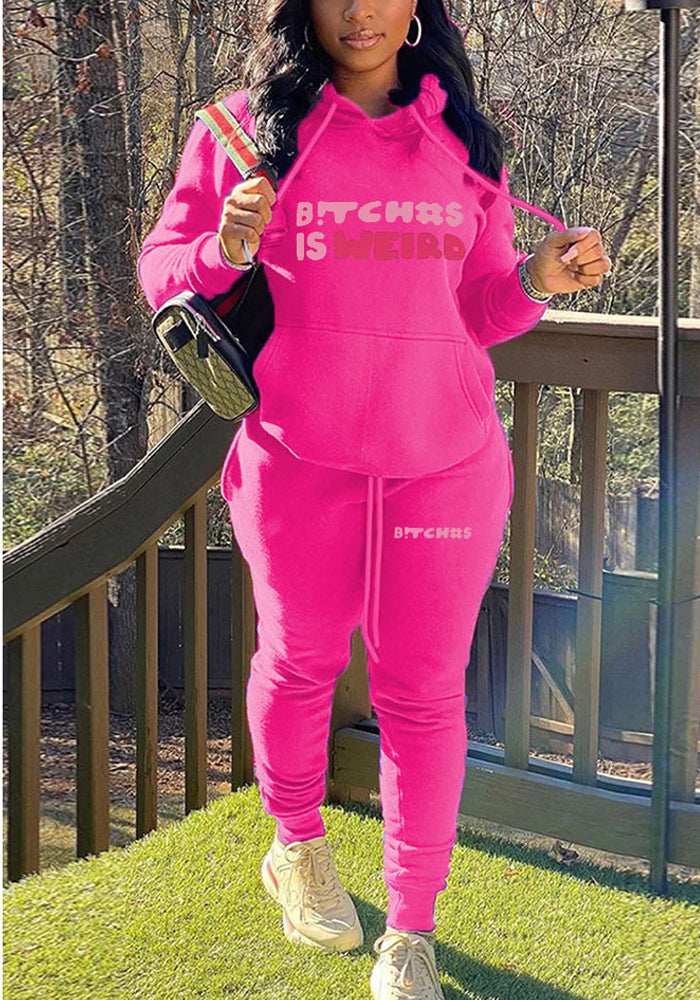 Plus Size Women's Fall/Winter Style Print Character Two-Piece Set