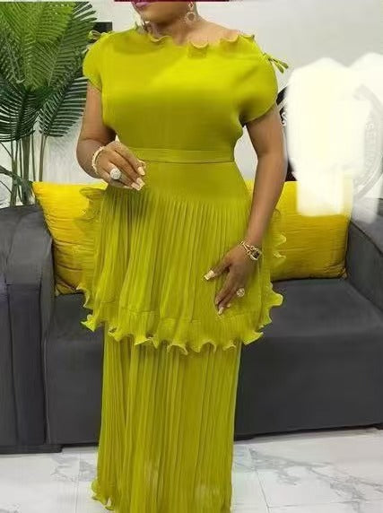 Plus Size Women's Fashion Elegant Chic Ruffle Summer Maxi Dress African Style 5