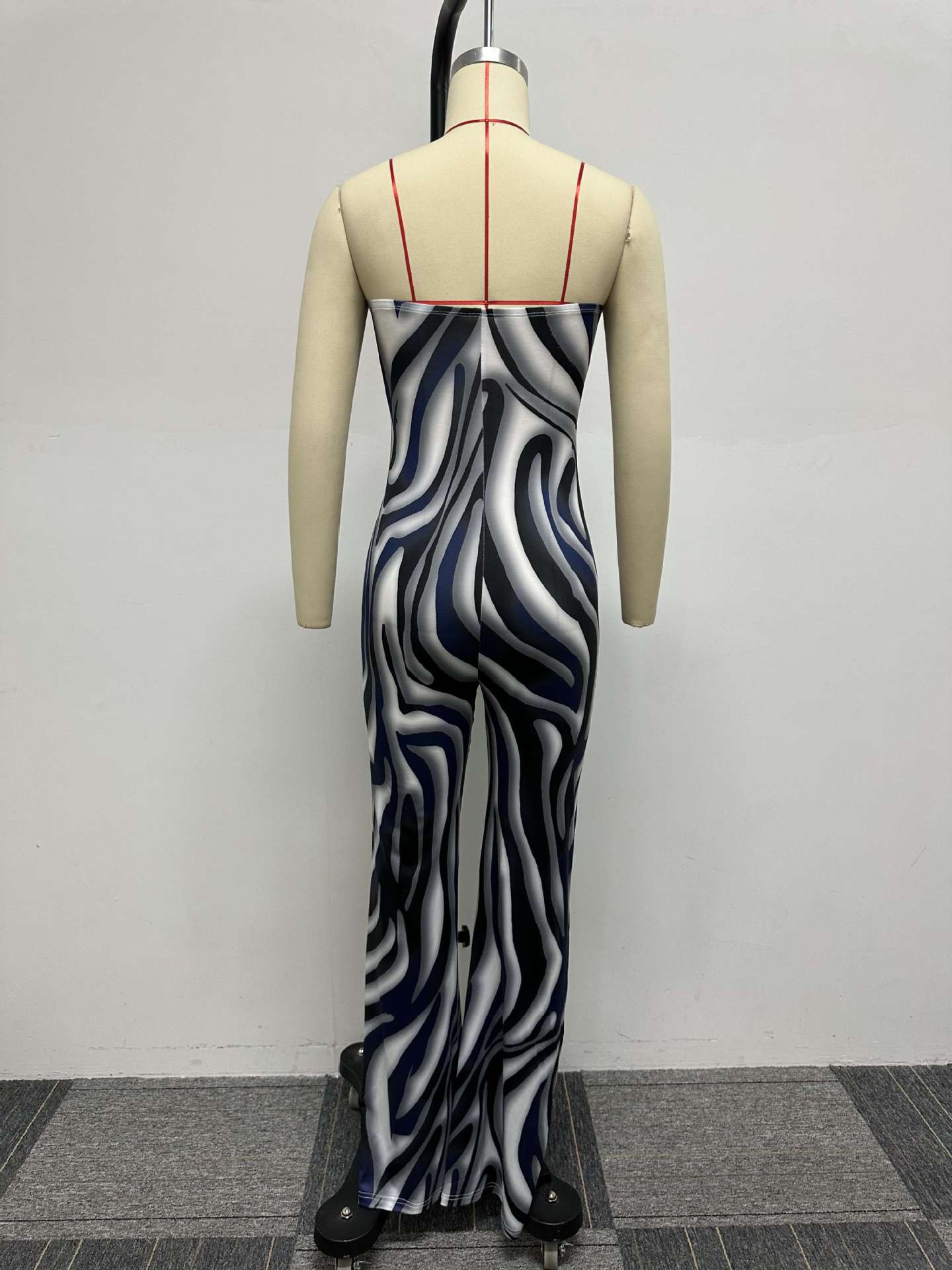 Sexy Printed Halter Neck Lace-Up Printed Stretch Bootstrap Sleeveless Jumpsuit 10