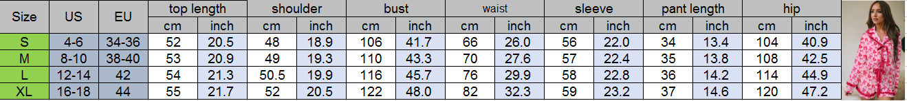 Ruffled Long-Sleeved Two-Piece Casual Shorts Set Printed Valentine's Day Pajamas 11