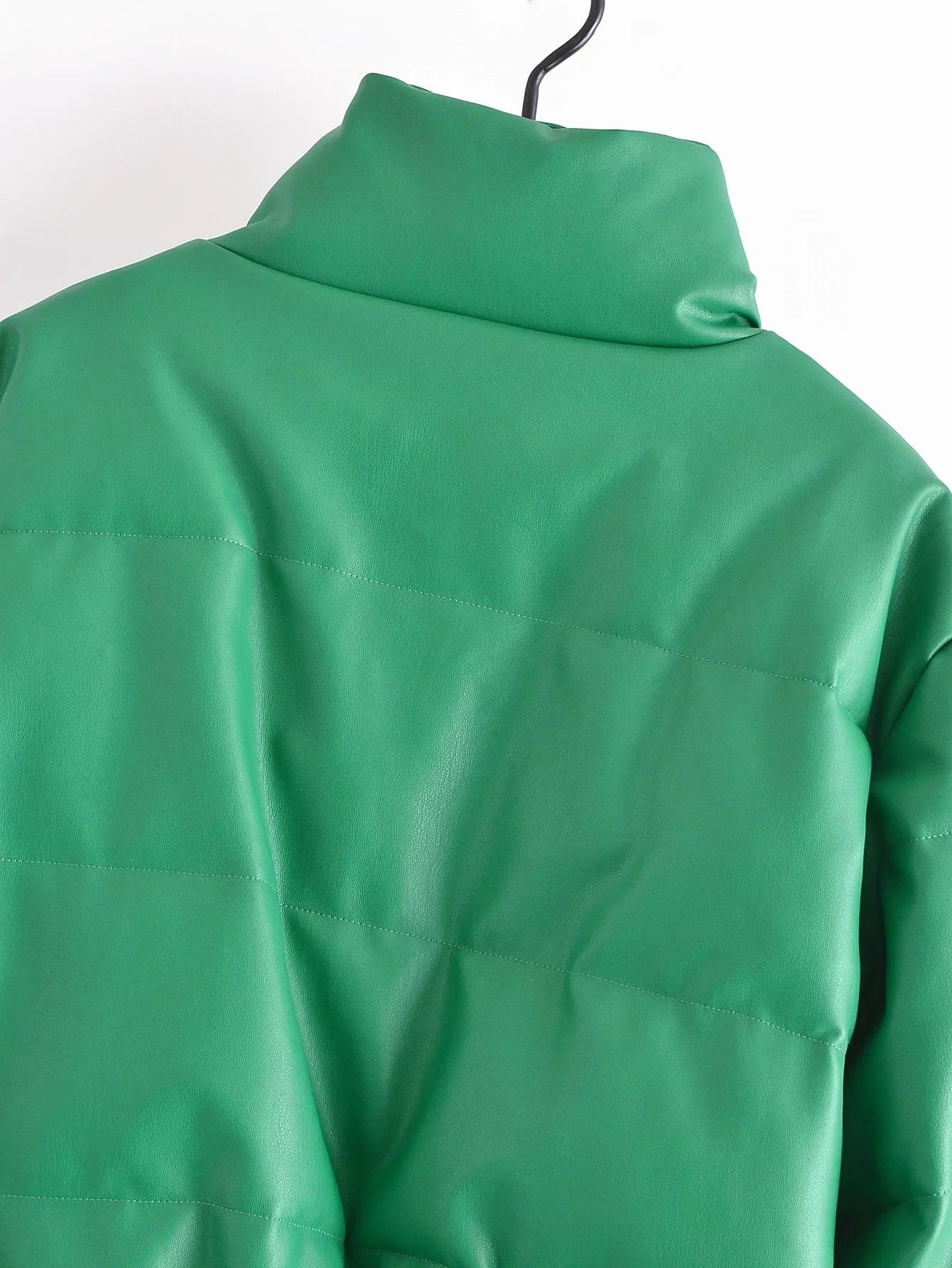 Leather Casual solid color leather cotton-padded Stand Collar jacket 19