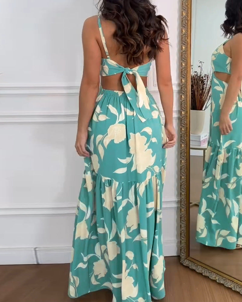 Women Floral Strap Maxi Dress