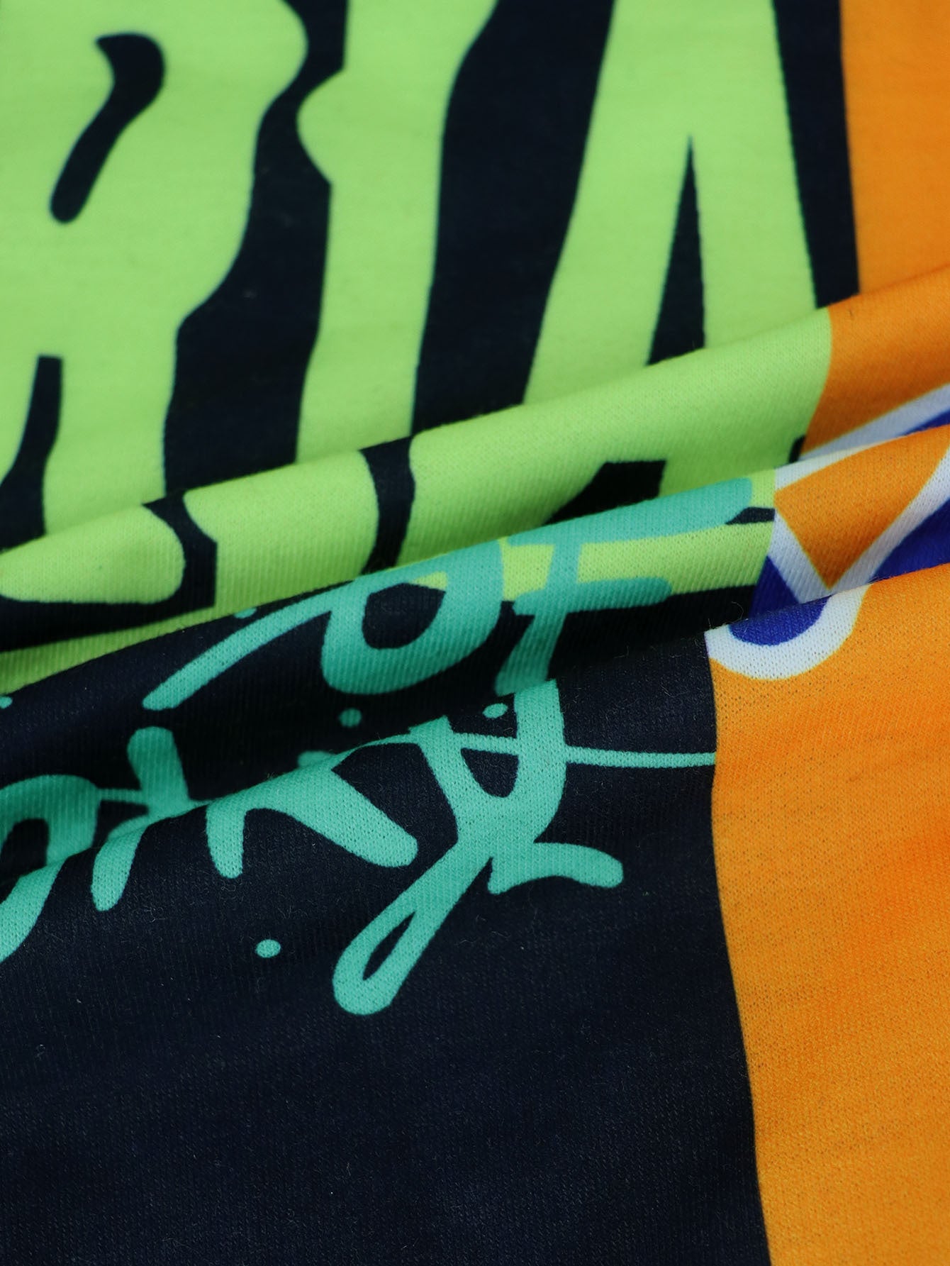 Trendy Women's Street Hip-Hop Fashion Patchwork Contrast Color Print Loose Casual Round Neck Long Sleeve Top 7