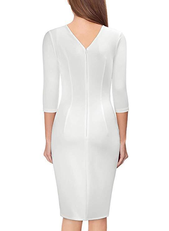 Women three-quarter sleeve v-neck bodycon professional dress 22