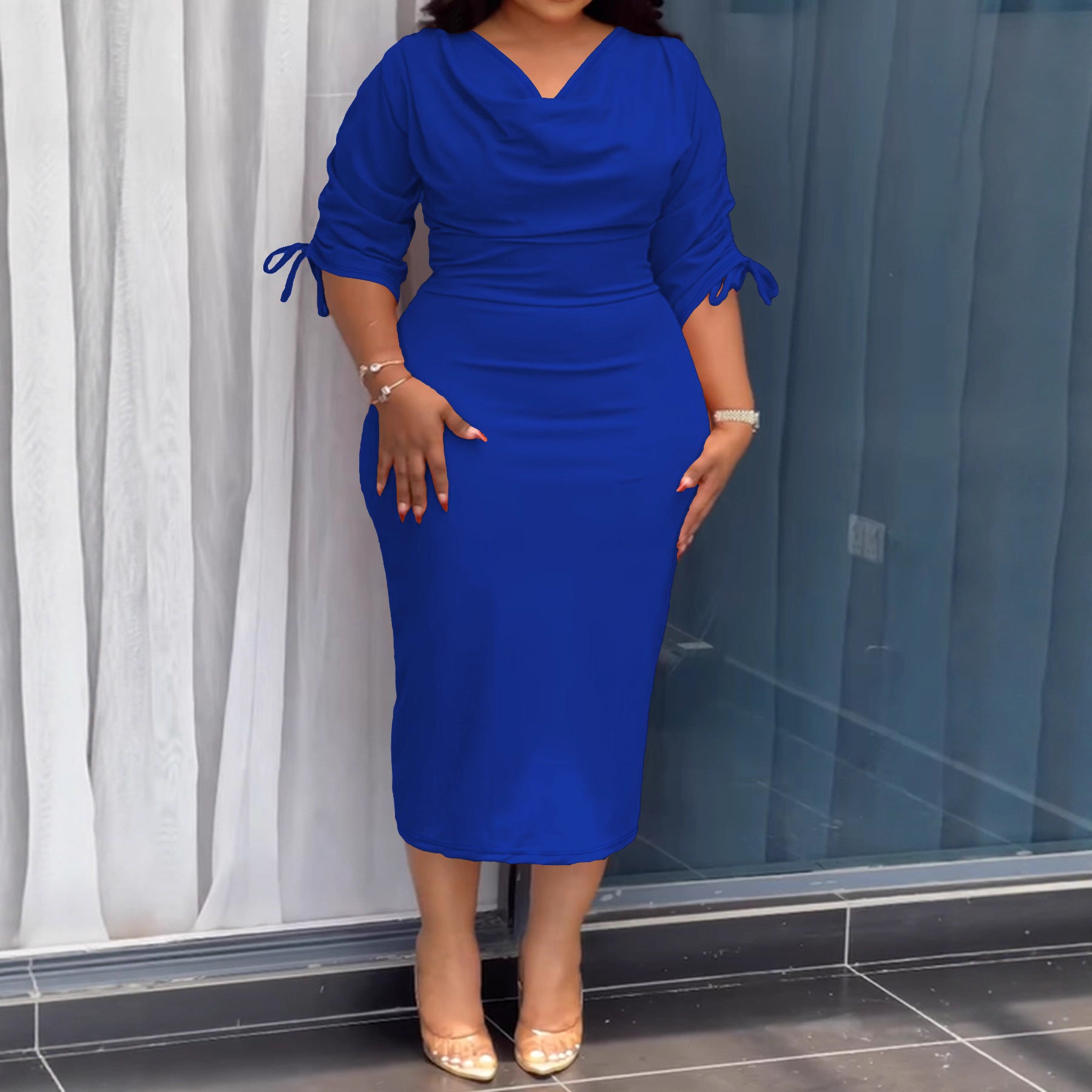 Summer Plus Size Women Strapless Slit Tassel Dress 3