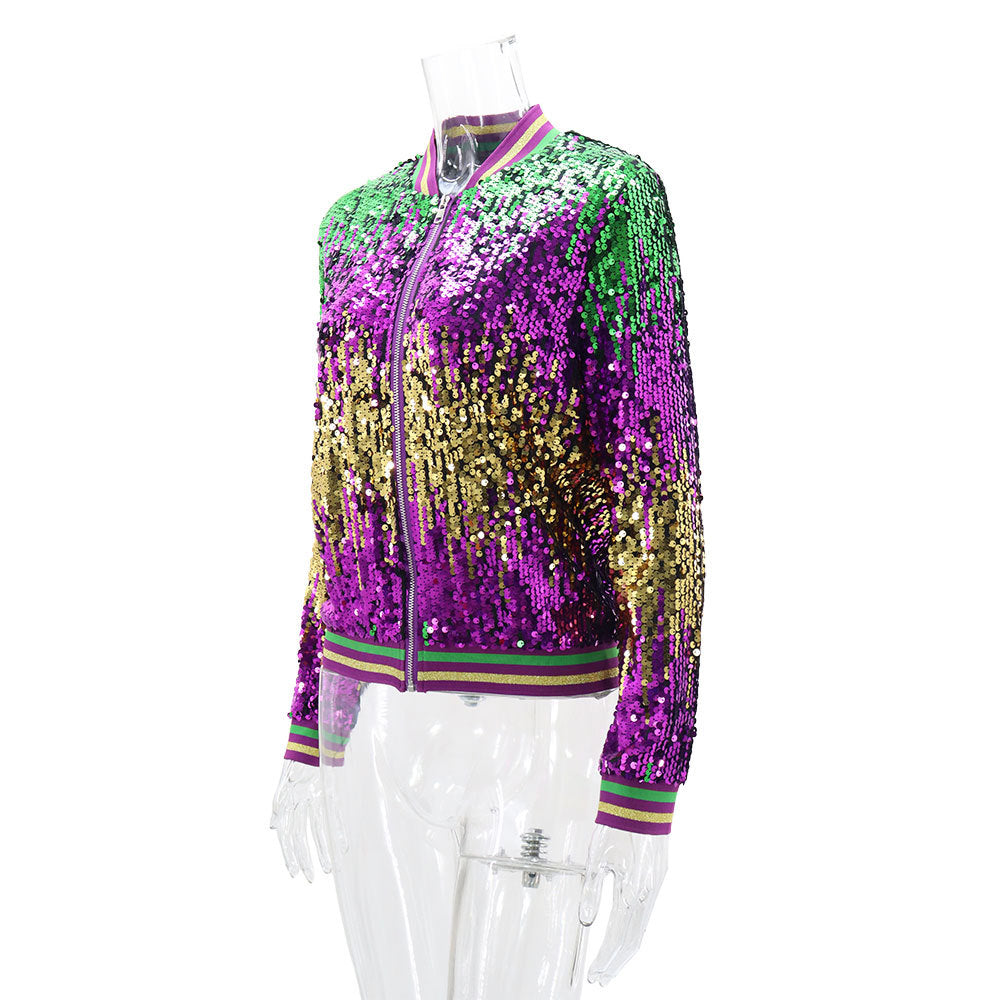 Spring Autumn Women's Long Sleeve Sequined Jacket 15