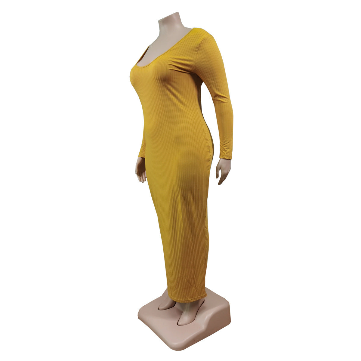 Plus Size Women Sexy Solid V-Neck Dress 27