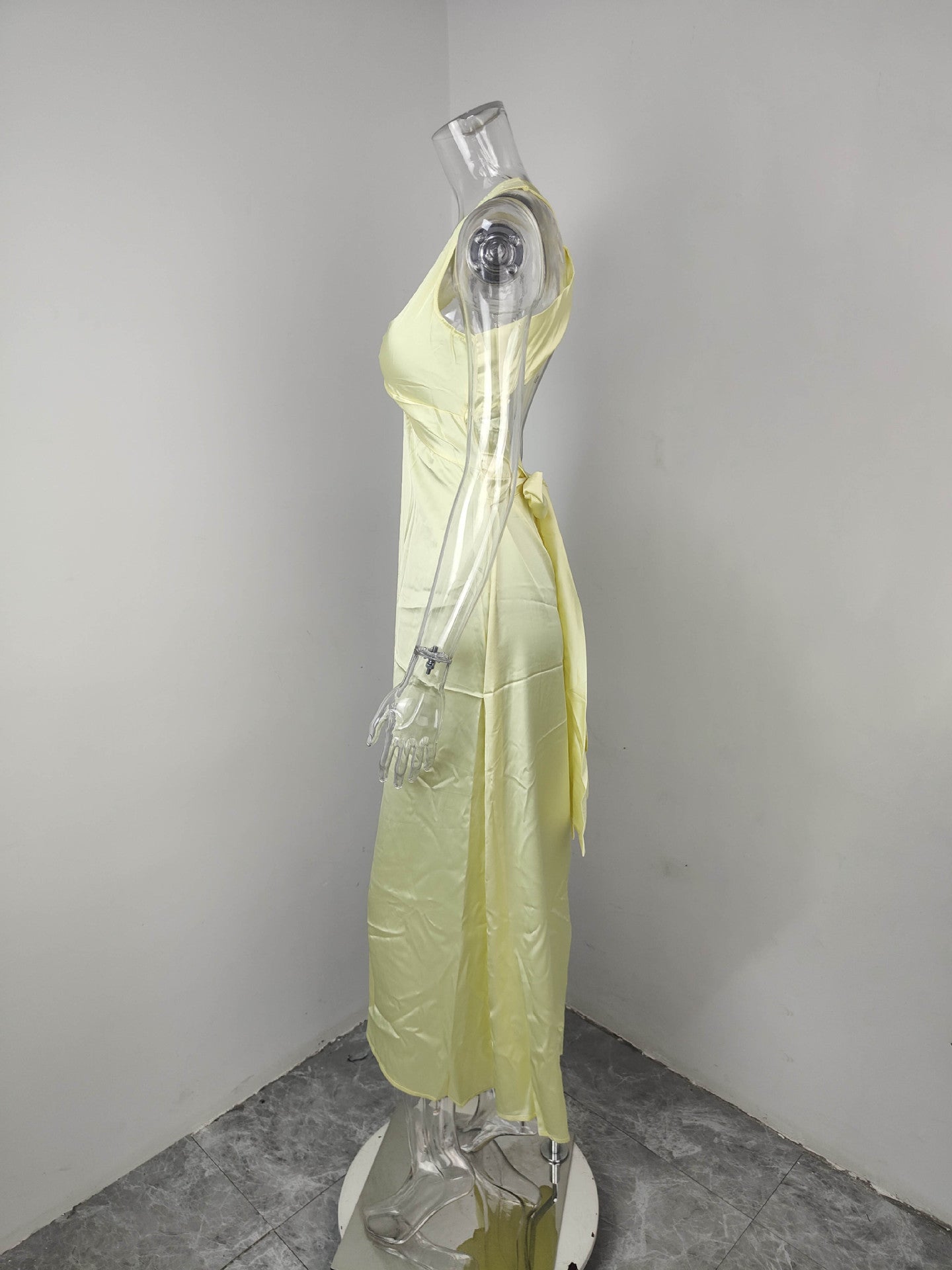 Women Sexy V-Neck Pleated Elegant Dress 10