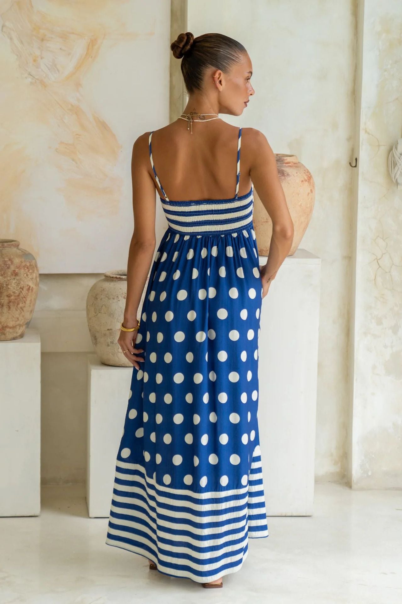 Summer Fashion Print Low Back Strap Sexy High Waist Long Dress 35