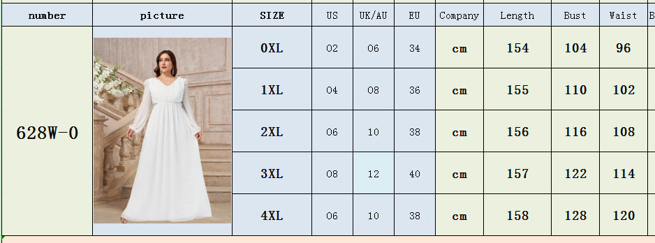 Plus Size Women Chiffon Long Sleeve V Neck Formal Party Dress 8