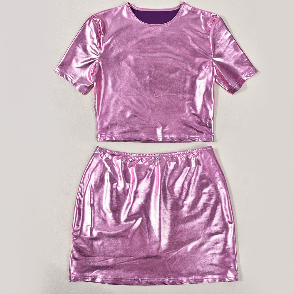 Women summer sexy Crop Top and Mini Skirt two-piece set 8