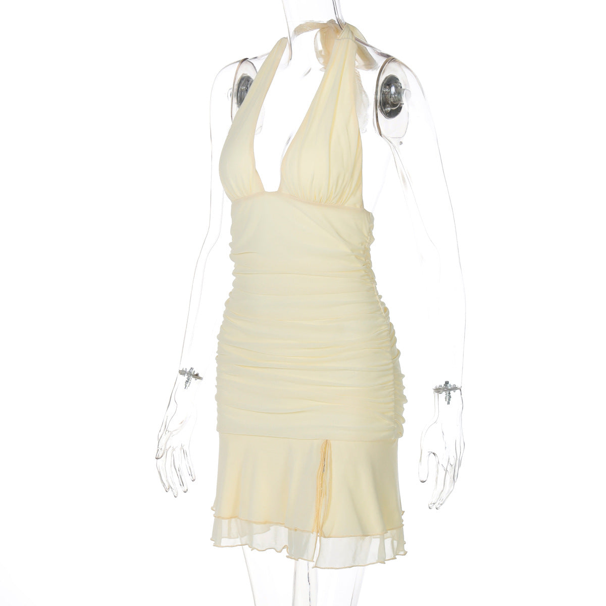 Women Summer Sexy Backless Lace-up Lace-up Slit Dress 9