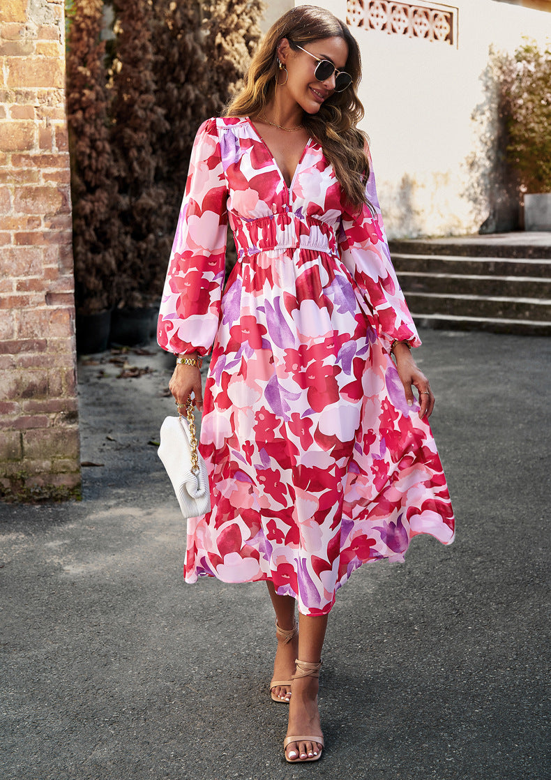 Women Fall Boho Holidays Casual Print Dress 3