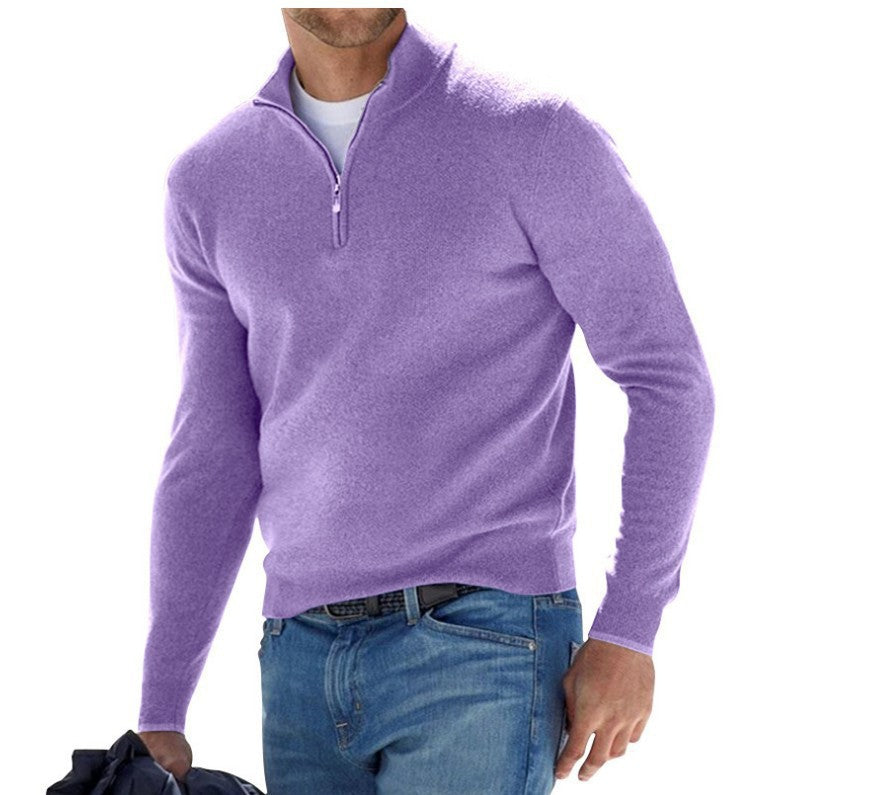 Men's Autumn Long Sleeve V-Neck Zipper Casual Top 21