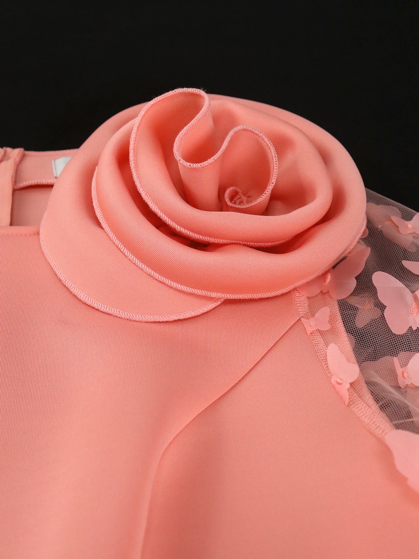 Women Formal Party Pink See-Through Sleeve Dress 8