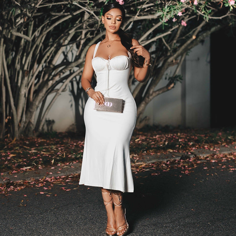 Women's Elegant Strap Solid Color Long Dress 7