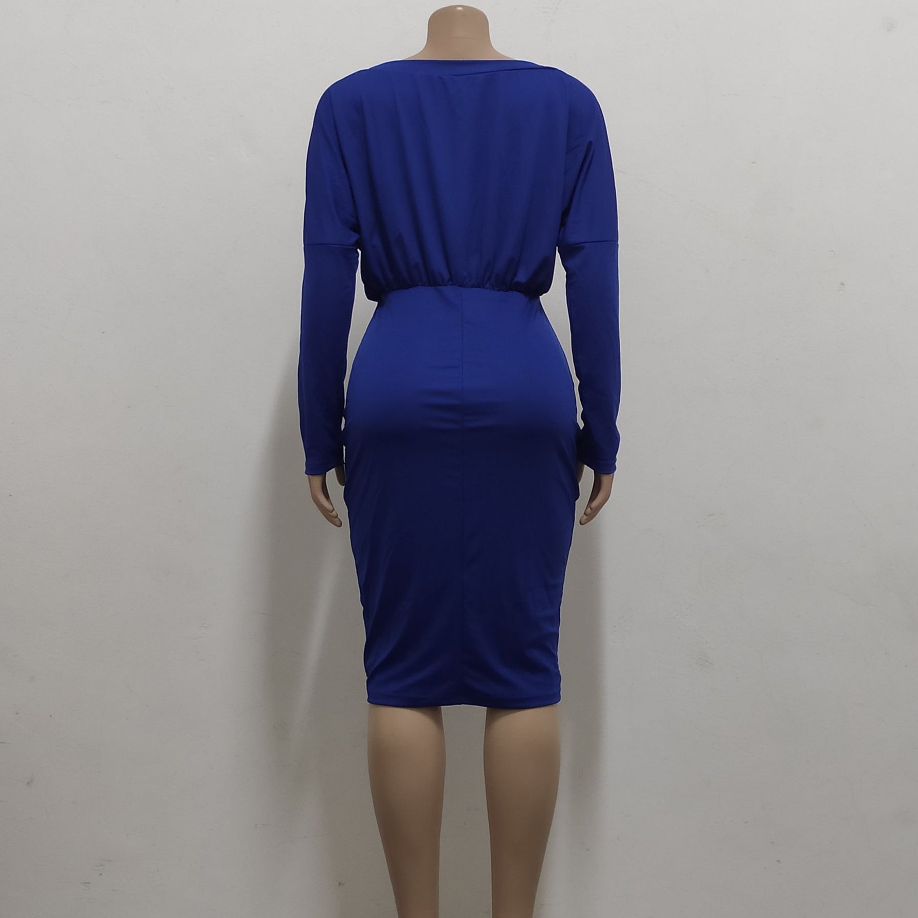 Sexy Fashion Solid Color Slash Shoulder Wrinkled Women's Dress 24