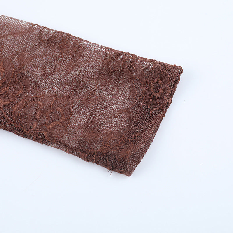 Autumn Women's Fashion Sexy Lace Patchwork Long Sleeve Dress 14