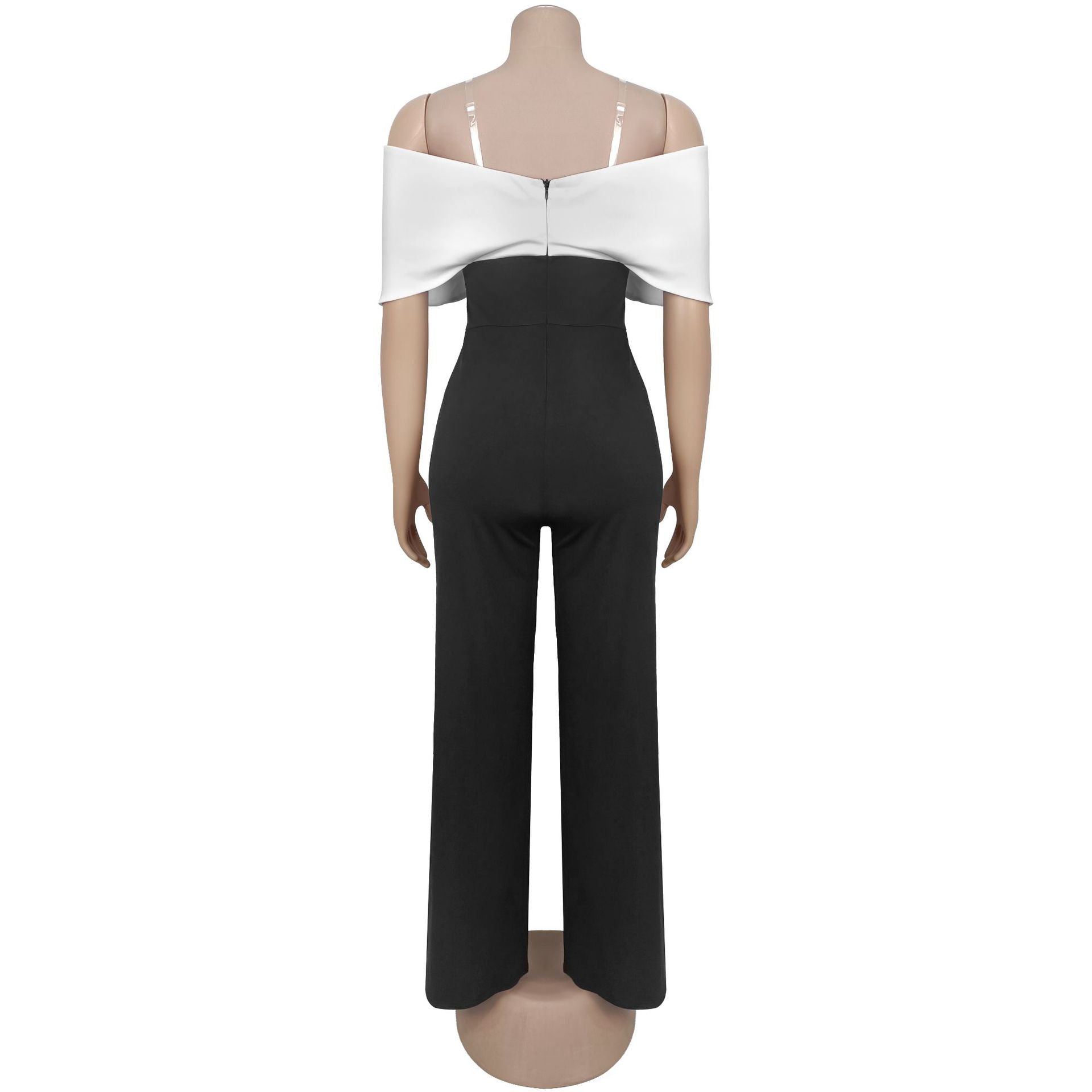 Women Casual V-Neck Backless Wide-Leg Jumpsuit 8