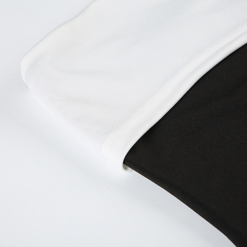 summer Women's elegant contrast color Strapless sexy split fashion Chic long dress 17