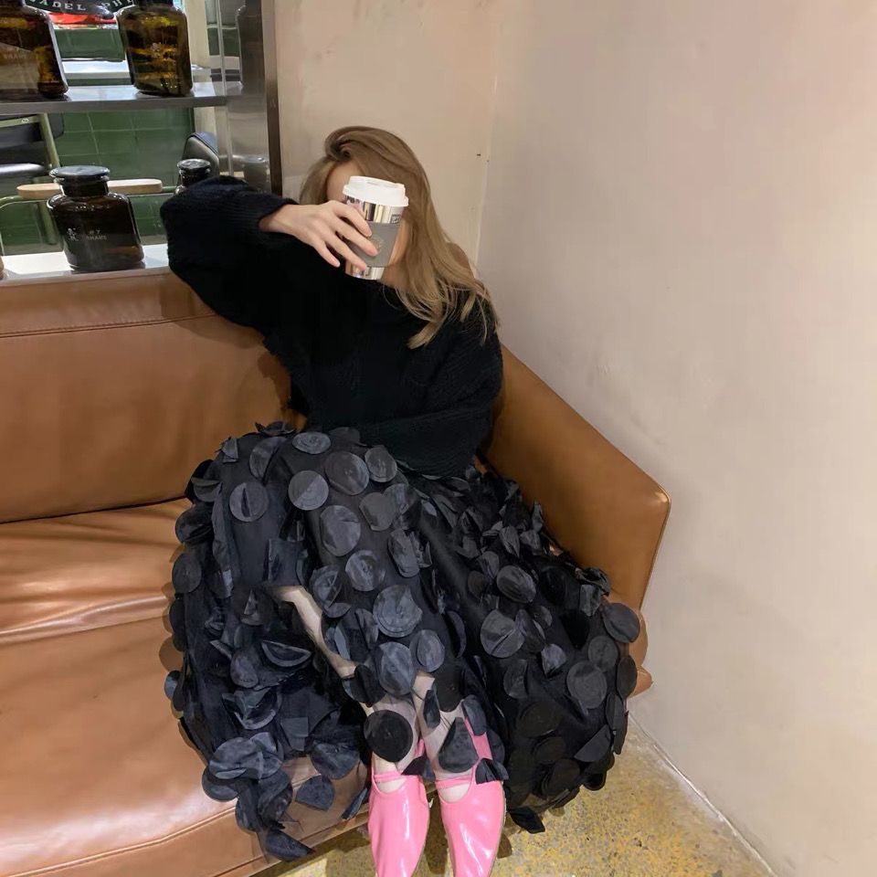 Women Retro Polka Dot Mesh Skirt 7