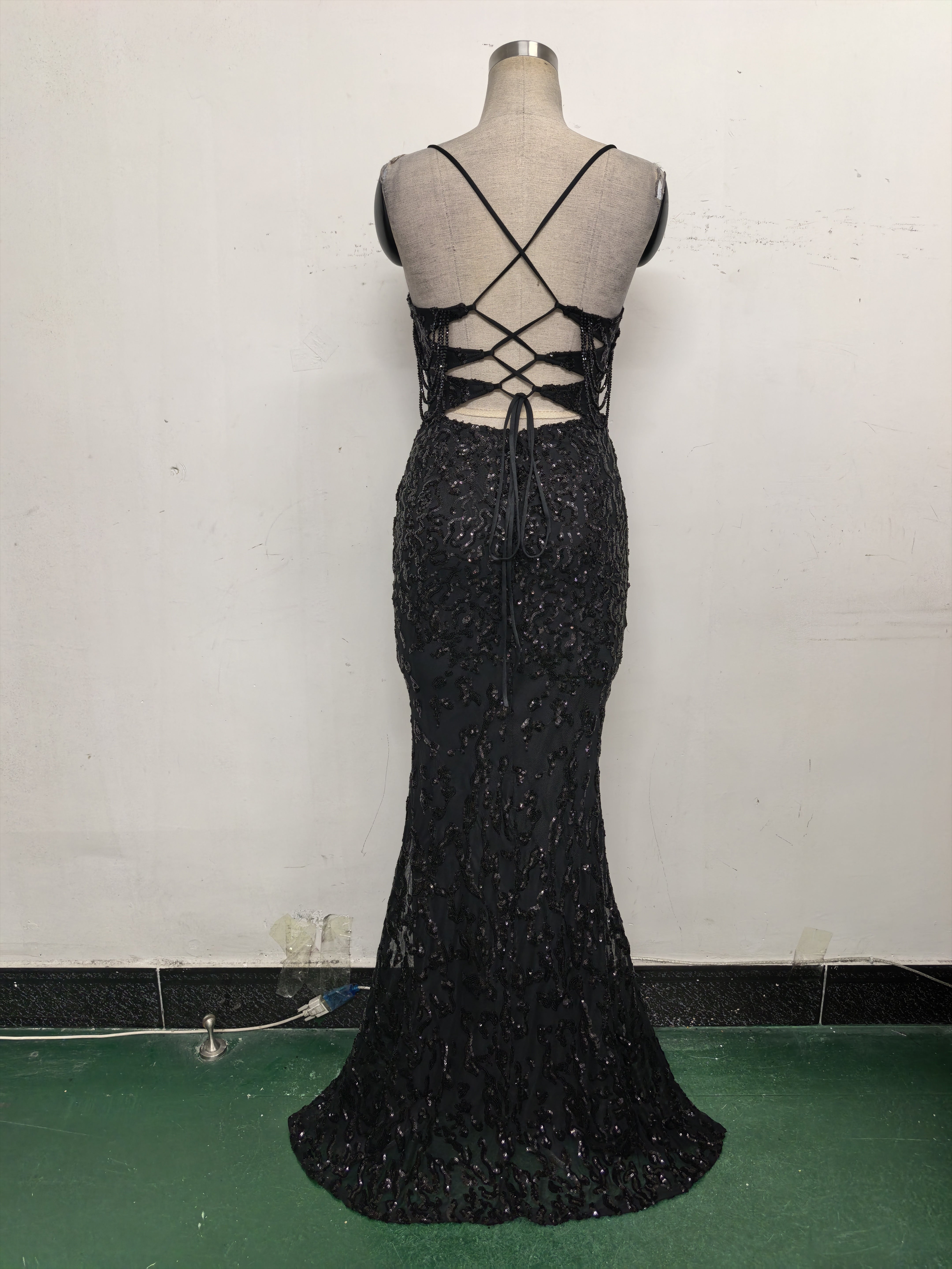 Women crystal diamond sequin embroidery Formal Party evening dress 44