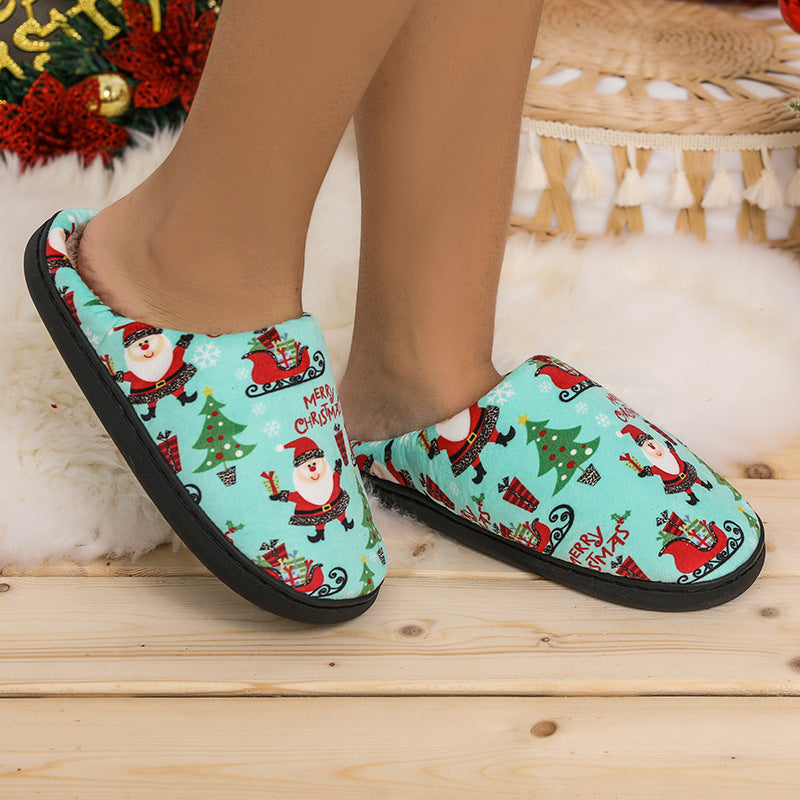 Santa Claus Slippers For Men And Women Autumn And Winter Cute Cartoon Home Non-Slip Couple Indoor Fleece Shoes 5