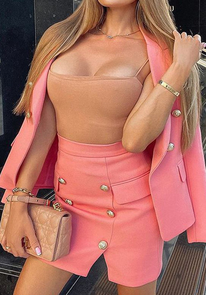 Autumn And Winter Women'S Fashion Long-Sleeve Blazer And Skirts Two-Piece Suit Set