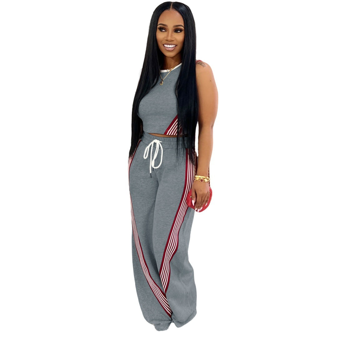Fashion Casual Vest Wide-leg Pants Women's Two-piece Set 4