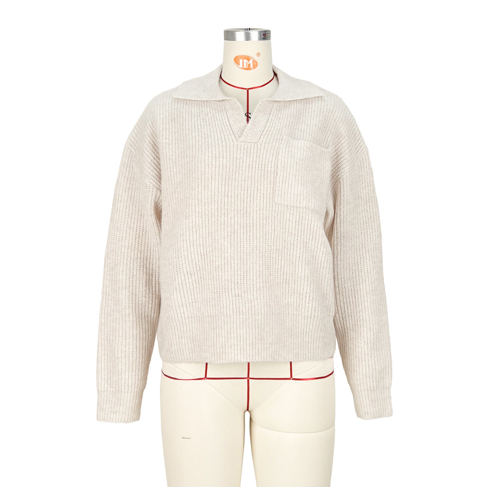 Women's Turndown Collar Loose Pullover Knitting Sweater 6