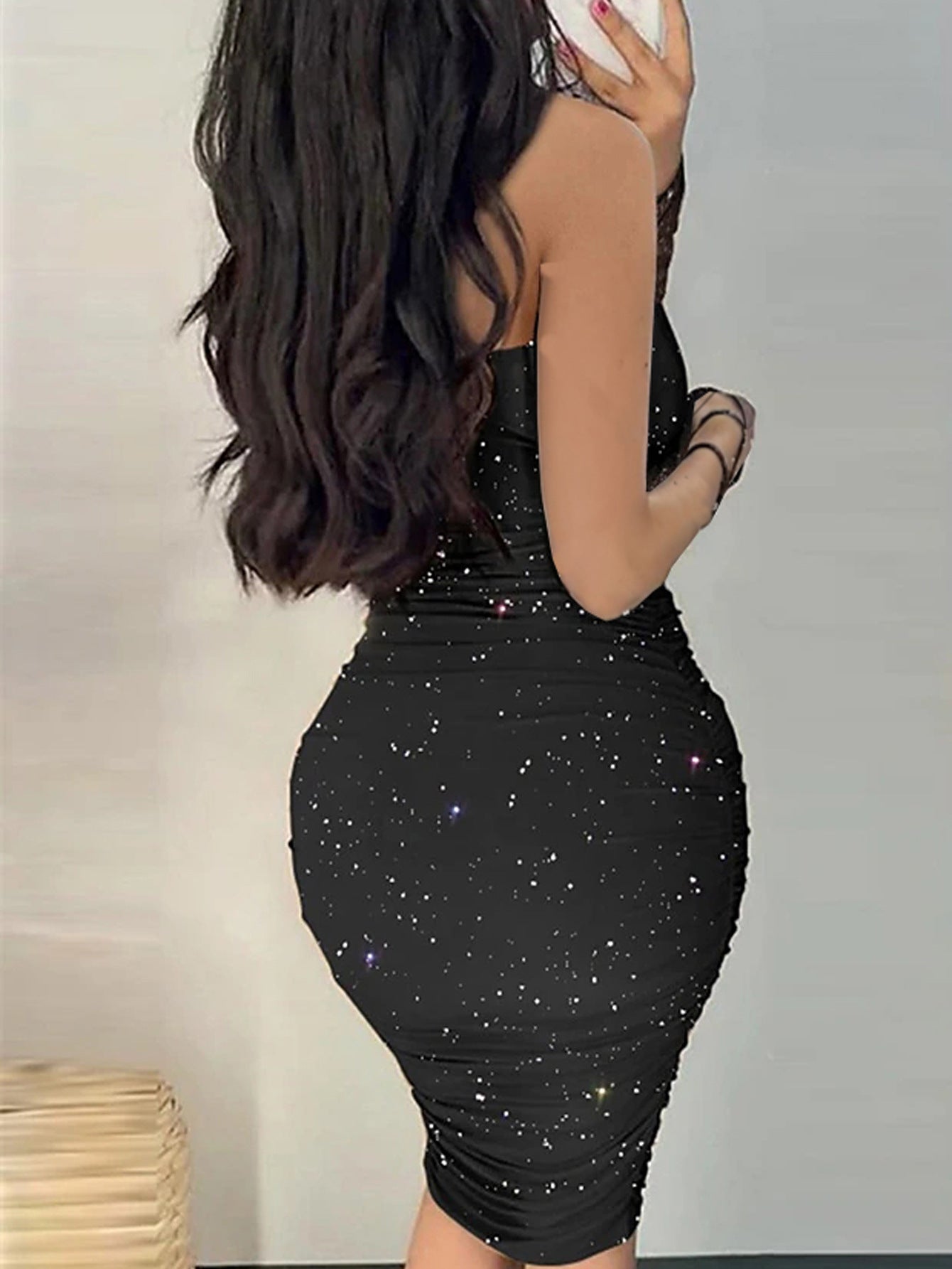 Summer Sleeveless Halter Neck Tight Fitting Midi Dress 3