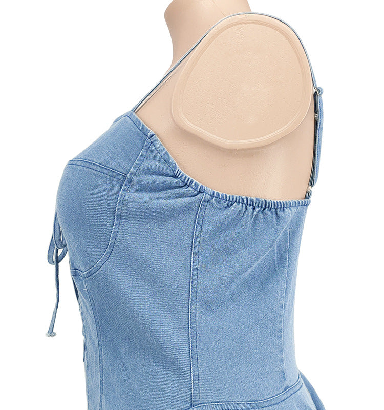Plus Size Women's Spring Sexy Sleeveless Denim Dress 22
