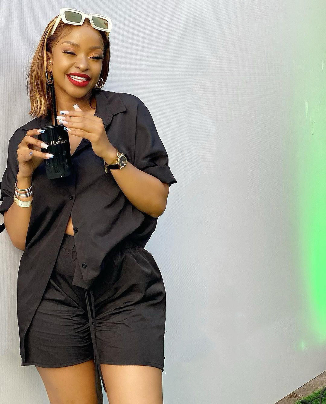 African Print Short-Sleeve Casual Two-Piece Shorts Set