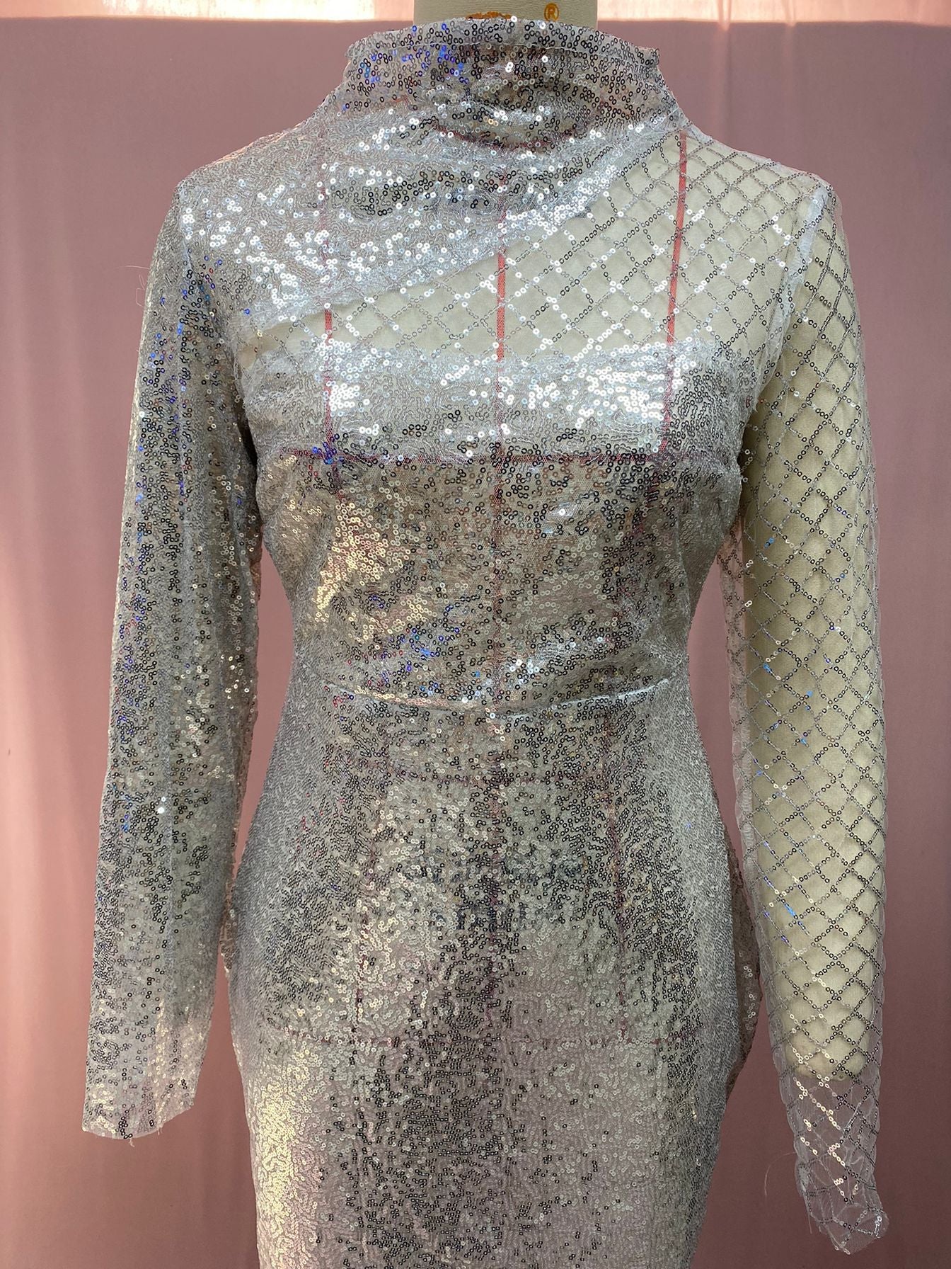 Cutout Off Shoulder Dress Round Neck Slim Chic Sequin Dress Women 9