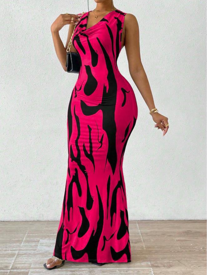 Spring Printed Sleeveless Women's Slim Long Dress 4