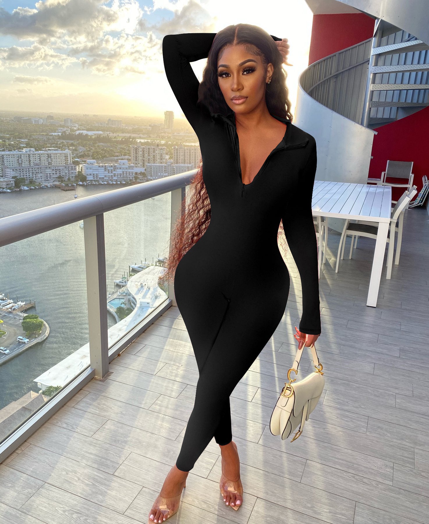 Women Autumn Zipper Jumpsuit 3